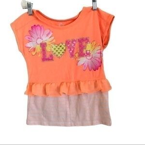 365 Kids Orange Floral Top Size 7